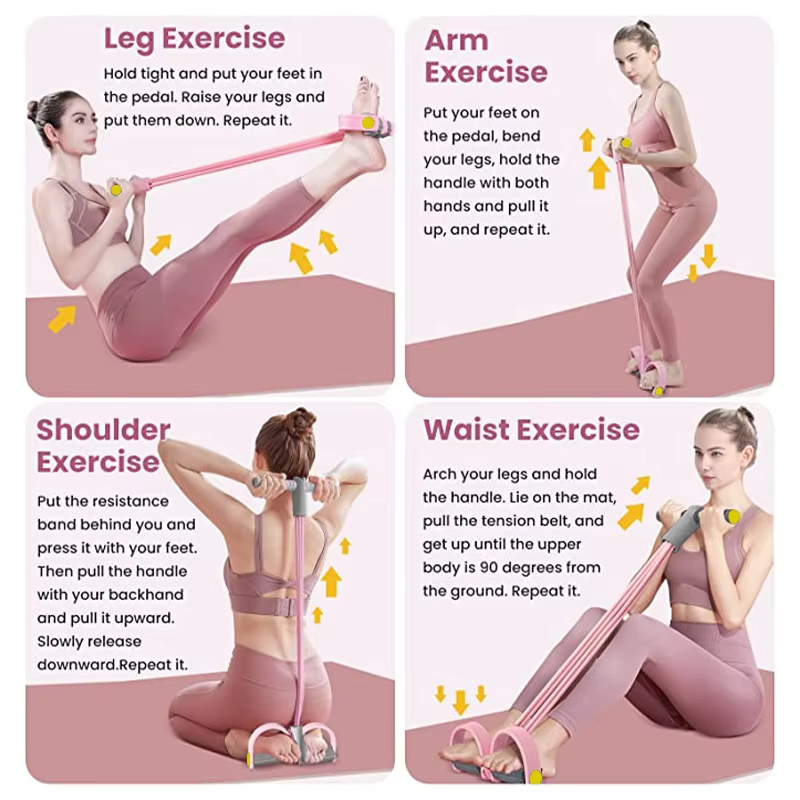 Yoga Pedal Puller Fitness Equipment - 4/6/8 Tube Resistance Bands Yoga Pedal