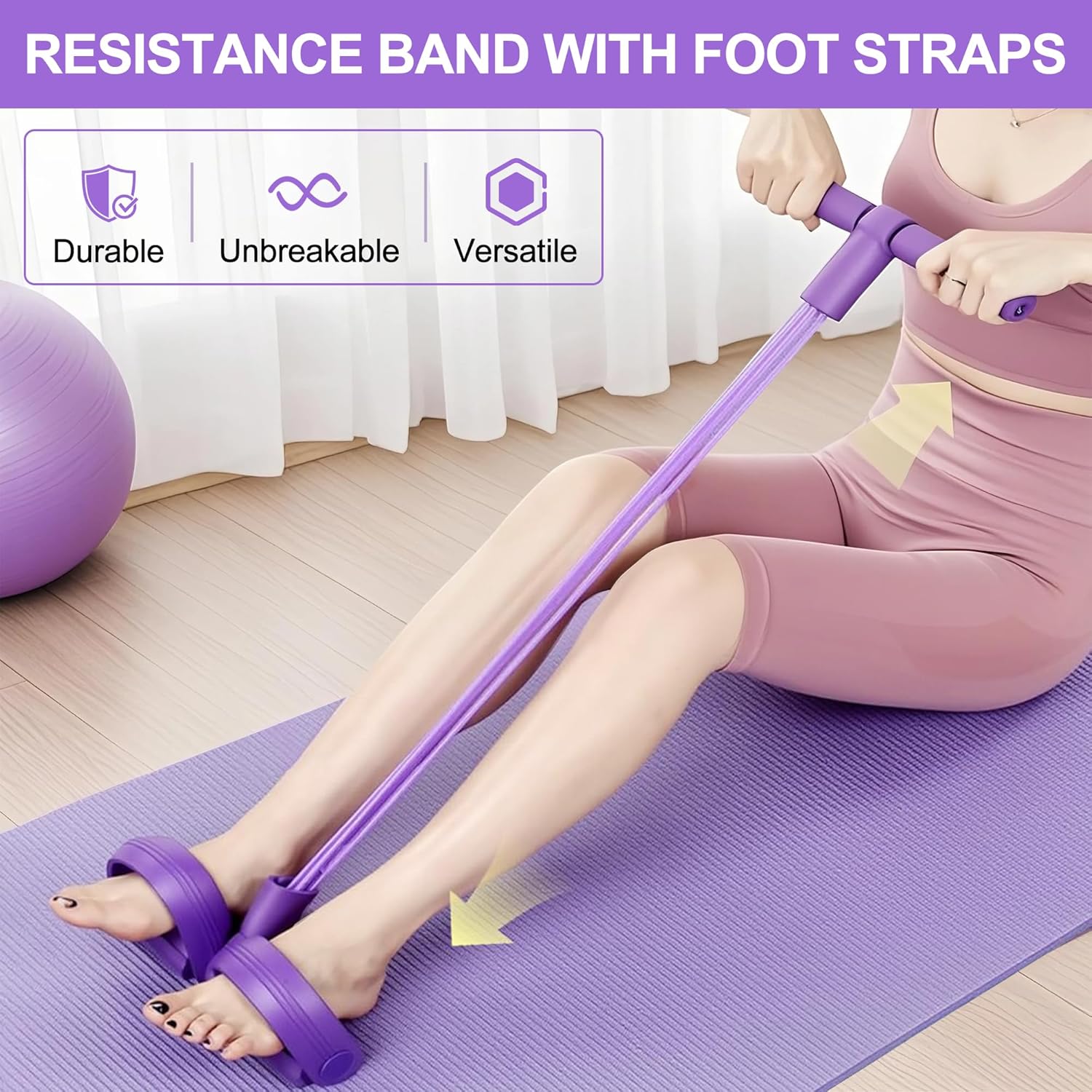 Yoga Pedal Puller Fitness Equipment - 4-Tube Pedal Resistance Band Multifunction Tension