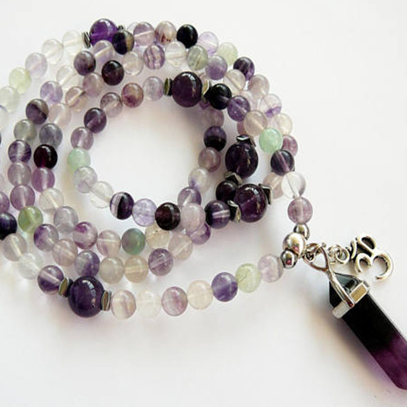 Yoga Fitness Tracker - 108 Mala Vòng Cổ Đá Fluorite