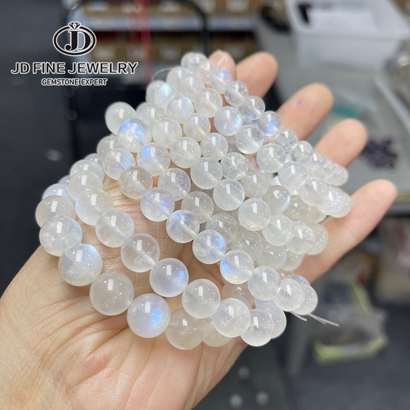 Yoga Fitness Tracker - JD Natural Blue Moonstone Round Bead