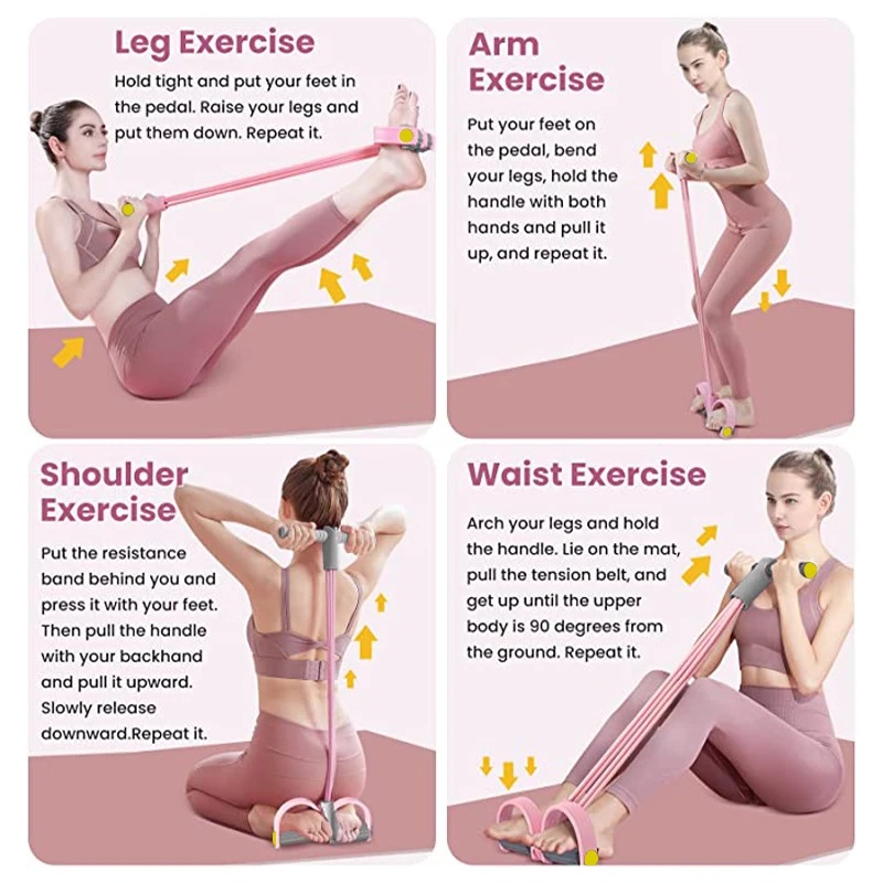 Resistance Bands 4-Tube Yoga P - đánh giá và giá Yoga Pedal Puller Fitness Equipment