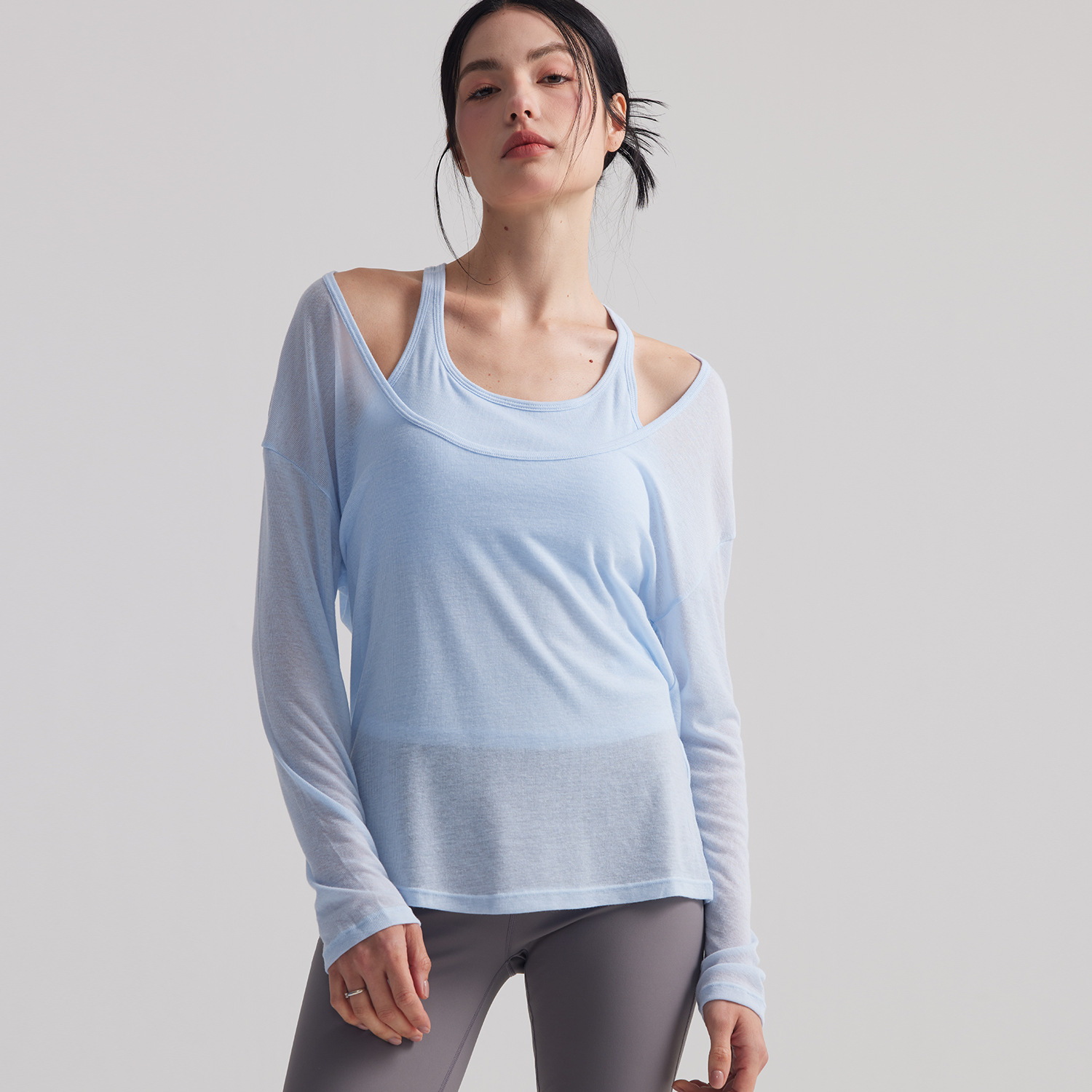 Women Loose Semi Sheer Long Sl - đánh giá và giá Yoga Fitness Up