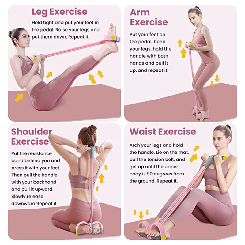 Resistance Bands 4-Tube Yoga P - đánh giá và giá Yoga Pedal Puller Fitness Equipment